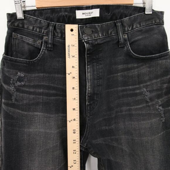 Moussy Jeans Black Alhambra Flare Distressed High Rise Faded Leather Size 30 - Picture 7 of 16